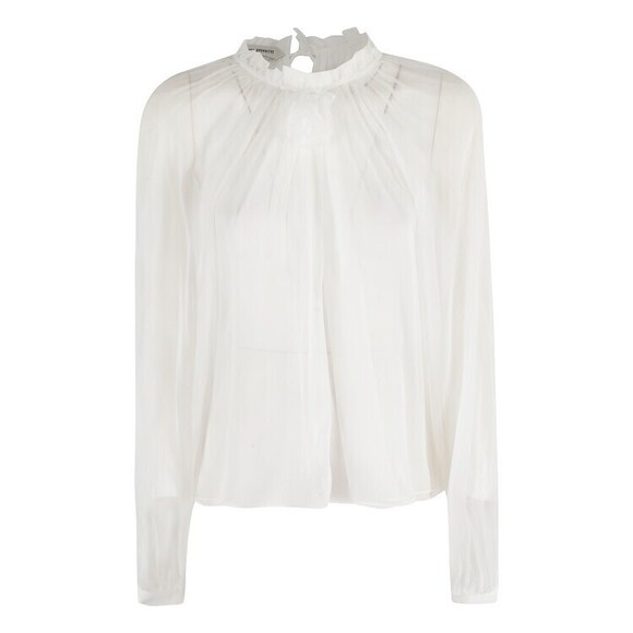 Alberta Ferretti Sheer Silk Chiffon Blouse With Floral Detail - NWT